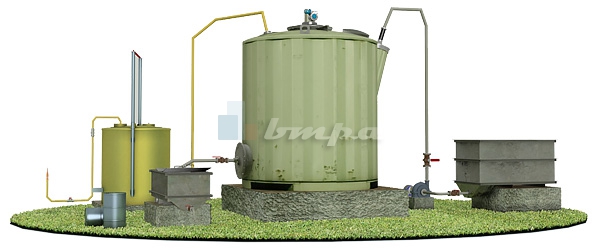 Схема комплекса по переработке органических отходов на базе биореактора БУГ-1 с газгольдером